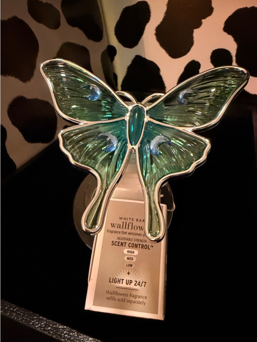 White Barn Green Glass Butterfly Wallflower Plug-In